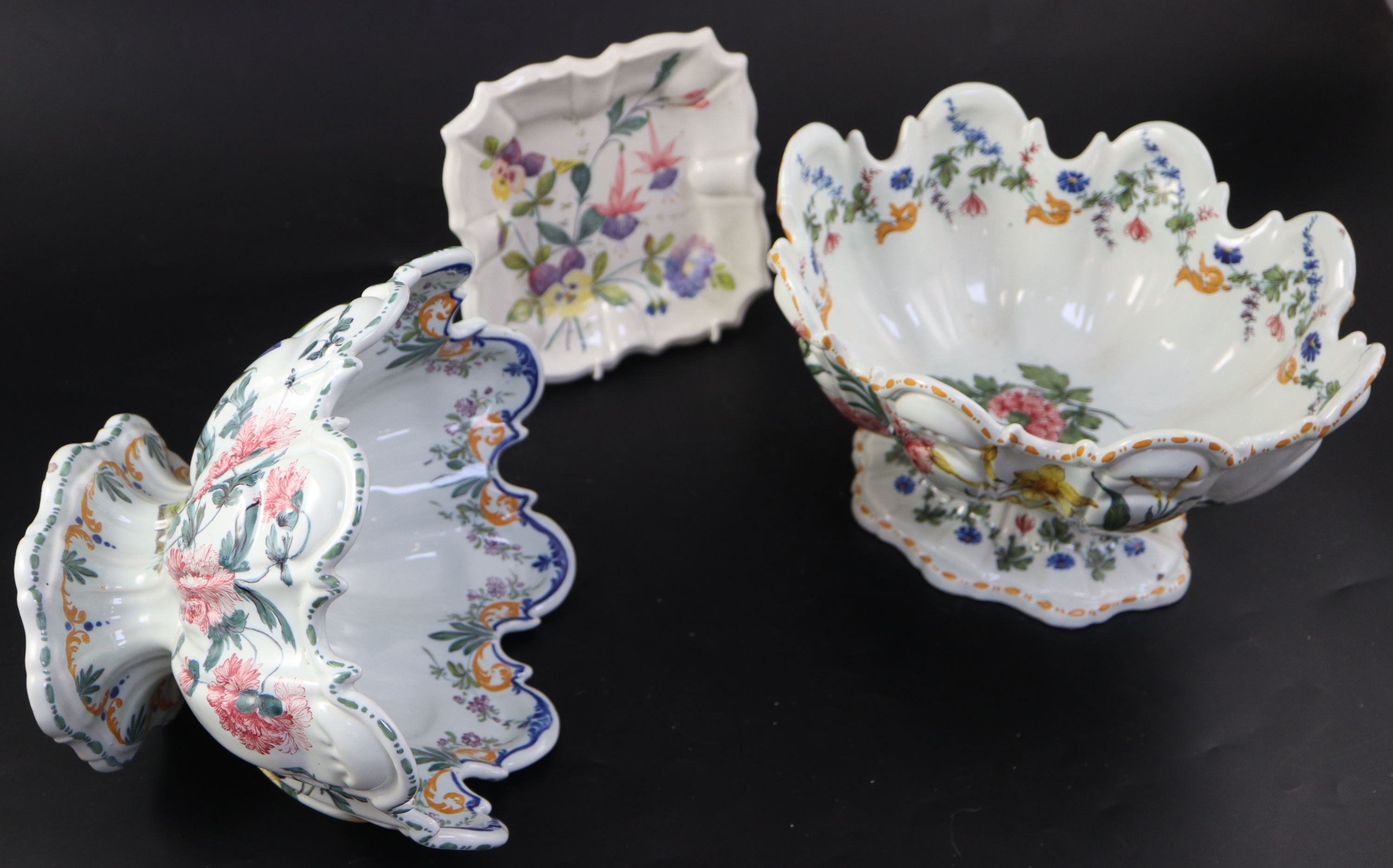 Two Nove faience monteiths, late 19th century, width 17cm